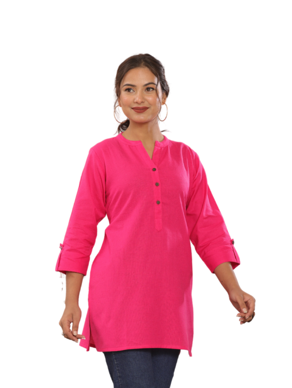 Trendy Cotton Kurti - Pink - Image 2