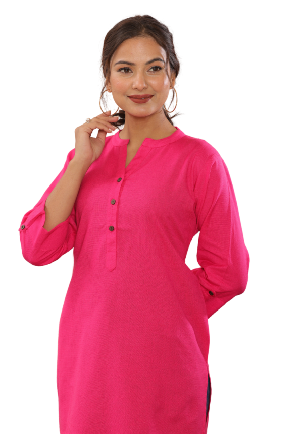 Trendy Cotton Kurti - Pink - Image 4