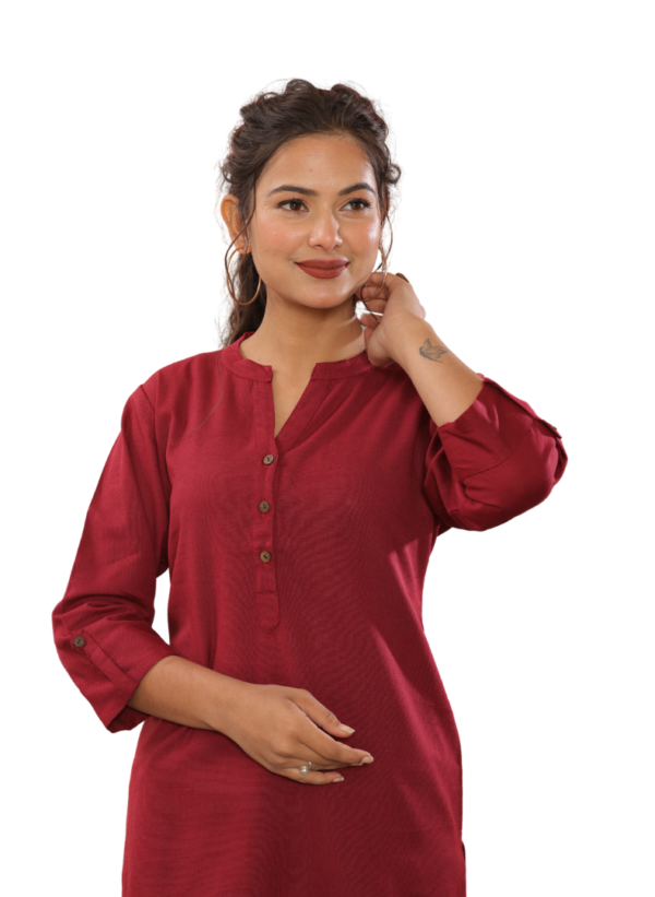 Trendy Cotton Kurti- Maroon
