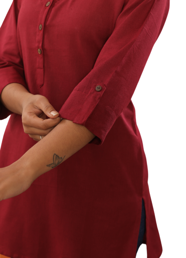 Trendy Cotton Kurti- Maroon - Image 3