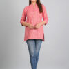 Trendy Shirt Collar Top- Pink - Image 3