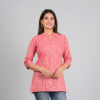 Trendy Shirt Collar Top- Pink
