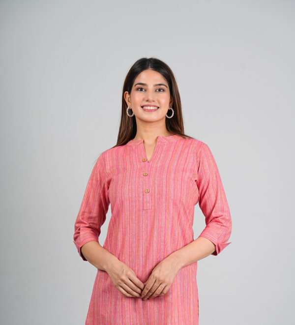 Trendy Shirt Collar Top- Pink - Image 5